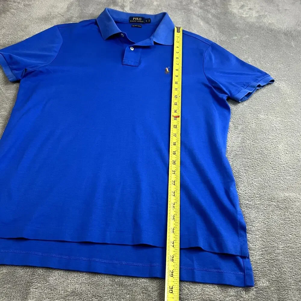 Polo Ralph Lauren Polo Shirt Mens L Blue Flesh Pony Pima‎ Cotton Golf Classic